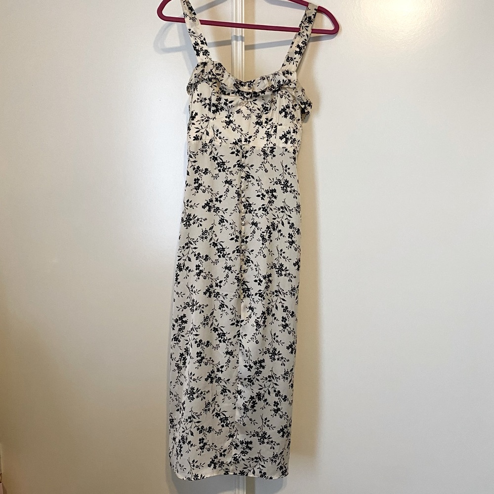 zara black and white floral maxi dress
